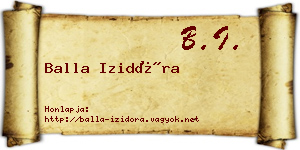 Balla Izidóra névjegykártya